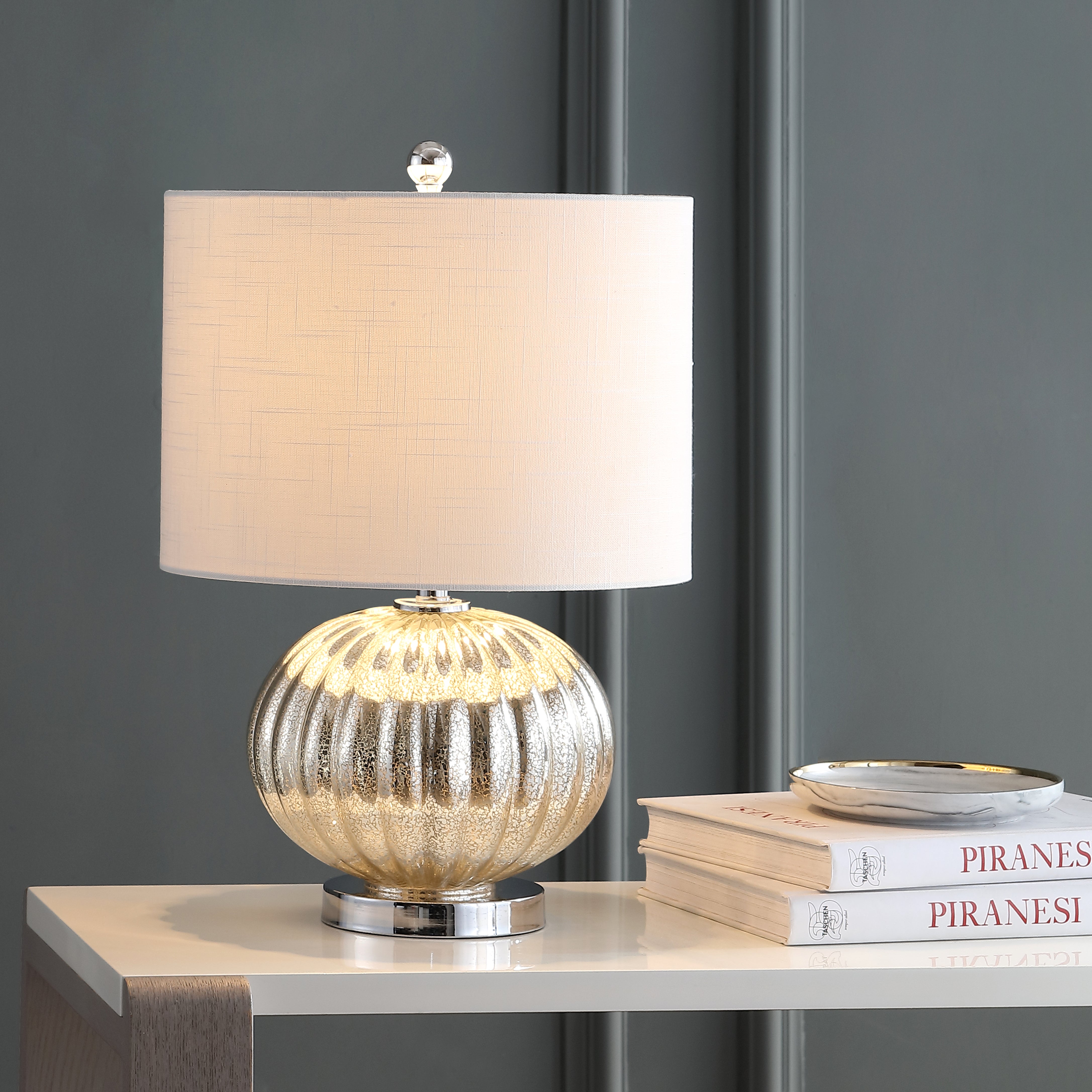21 Glass Judith Mercury Table Lamp Includes LED Light Bulb Silver Jonathan Y