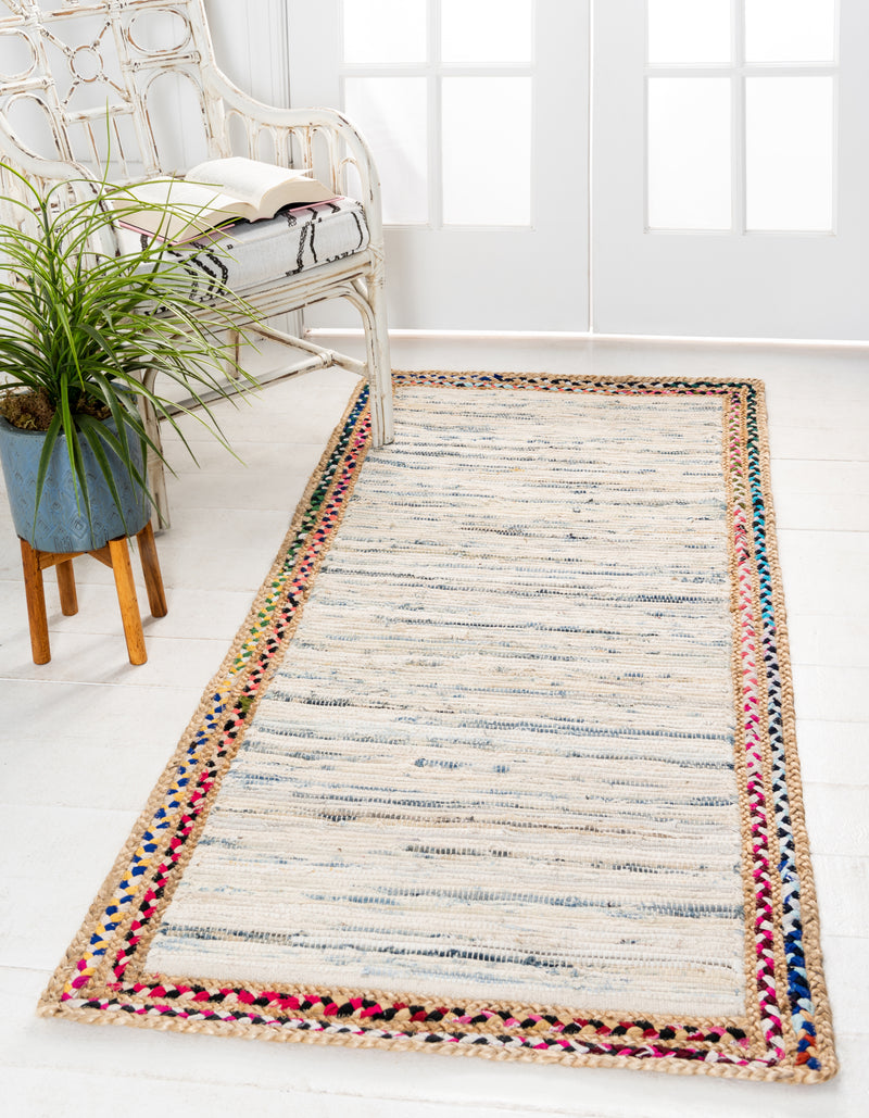 Unique Loom Striped Chindi Jute Rug