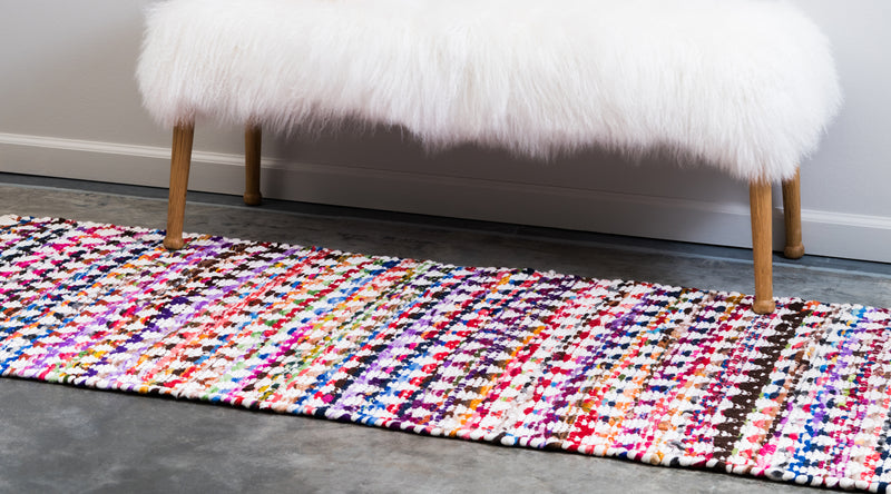 Unique Loom Trellis Braided Chindi Rug