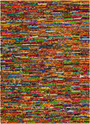 Unique Loom Multi-Striped Braided Chindi Rug