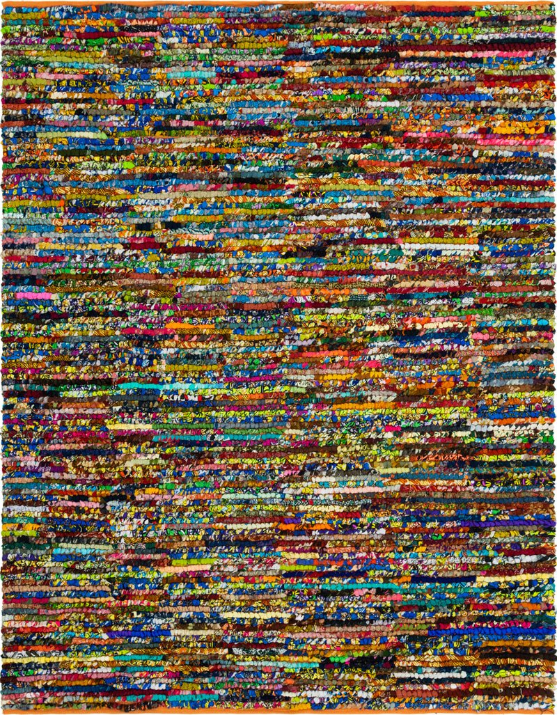 Unique Loom Multi-Striped Braided Chindi Rug