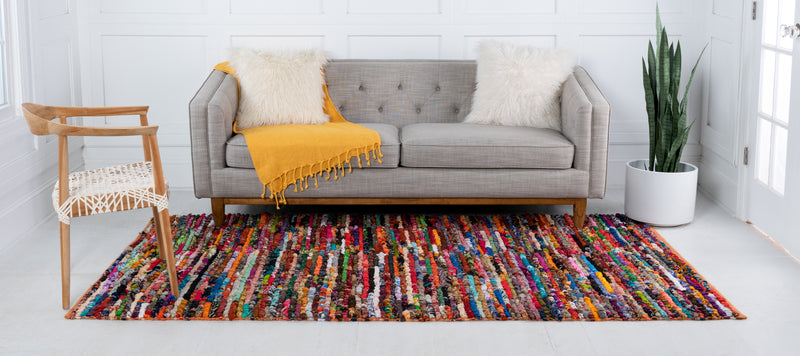 Unique Loom Multi-Striped Braided Chindi Rug