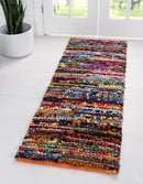 Unique Loom Multi-Striped Braided Chindi Rug