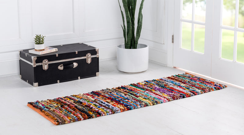 Unique Loom Multi-Striped Braided Chindi Rug