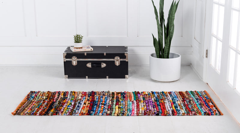Unique Loom Multi-Striped Braided Chindi Rug