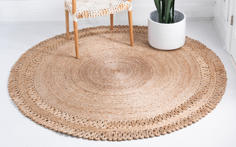 Unique Loom Floral Braided Jute Rug