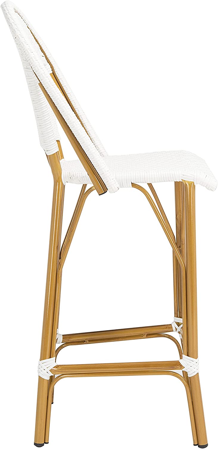 Safavieh Outdoor Collection Ford White French Bistro 30-inch Bstro Bar Stool