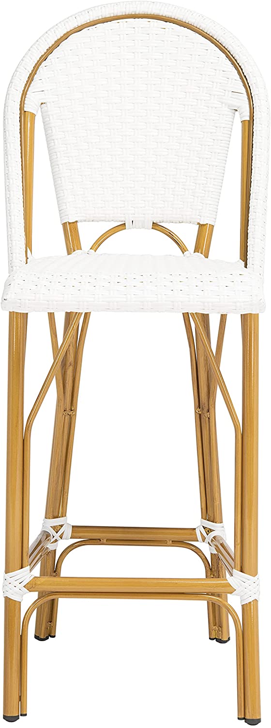 Safavieh Outdoor Collection Ford White French Bistro 30-inch Bstro Bar Stool
