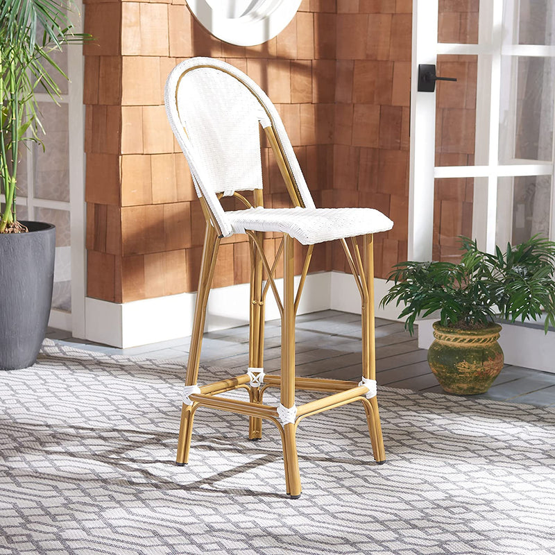 Safavieh Outdoor Collection Ford White French Bistro 30-inch Bstro Bar Stool