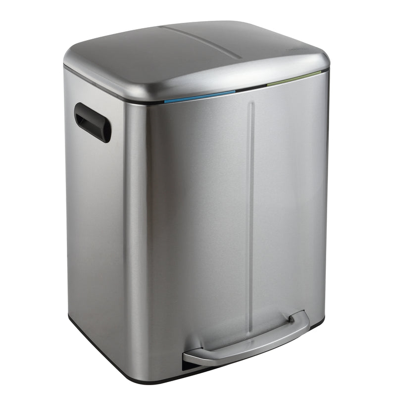 Jonathan Y Marco Rectangular 10.5-Gallon Double Bucket Trash Can with Soft-Close Lid