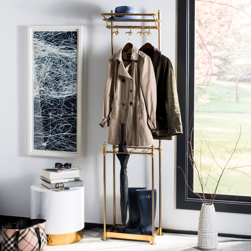 Jonathan Y Tenley 80" 4-Hook Coat Rack with Umbrella Stand