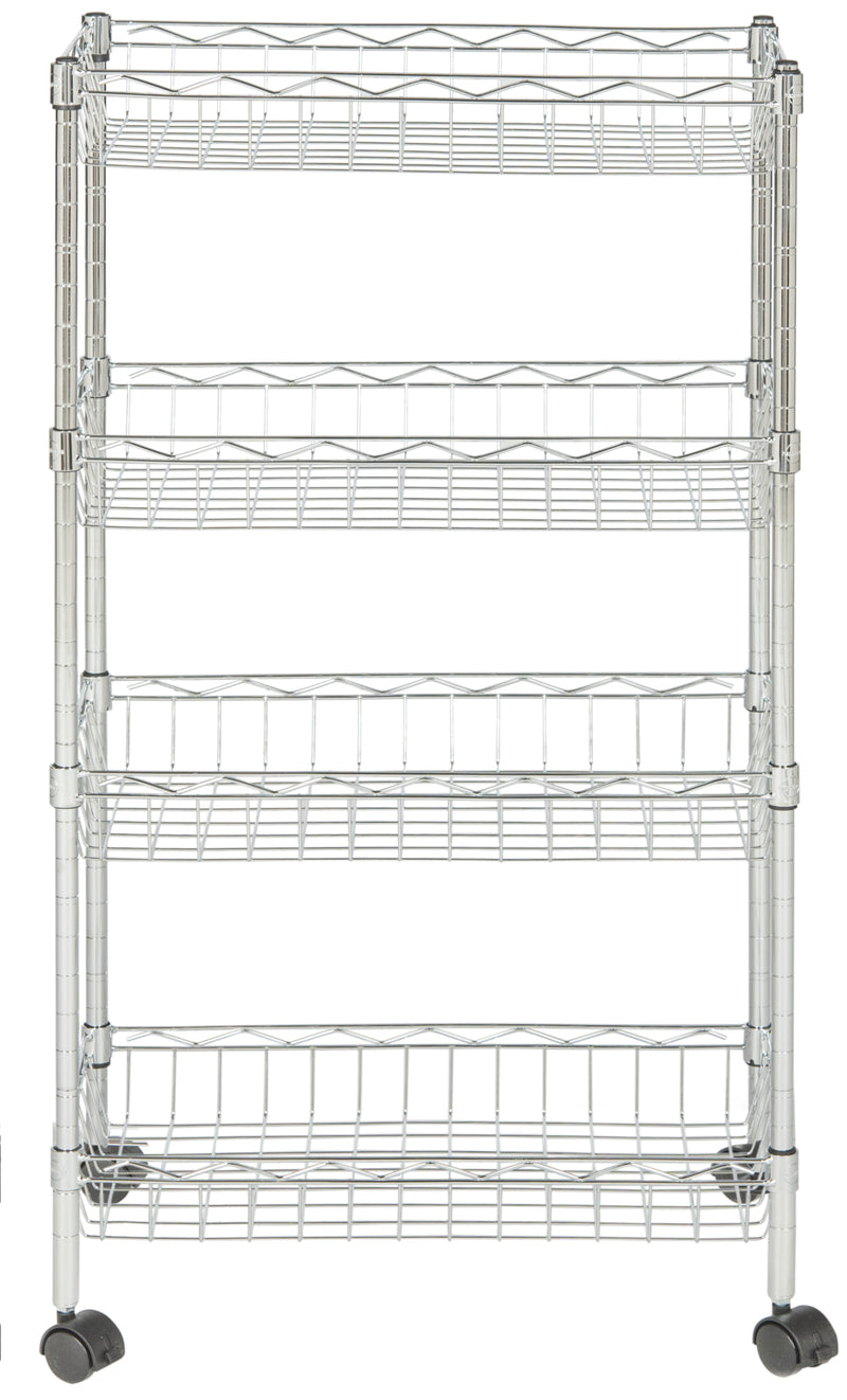 Jonathan Y Grove 4-Shelf 47" Basket Rack with Casters
