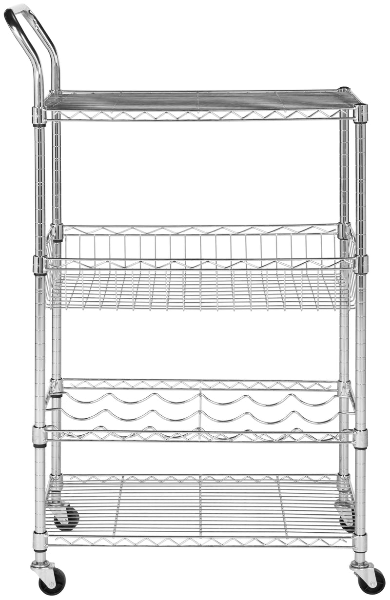 Jonathan Y Chelsea 3-Shelf Adjustable Kitchen Cart with Wine Storage