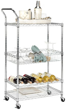 Jonathan Y Chelsea 3-Shelf Adjustable Kitchen Cart with Wine Storage