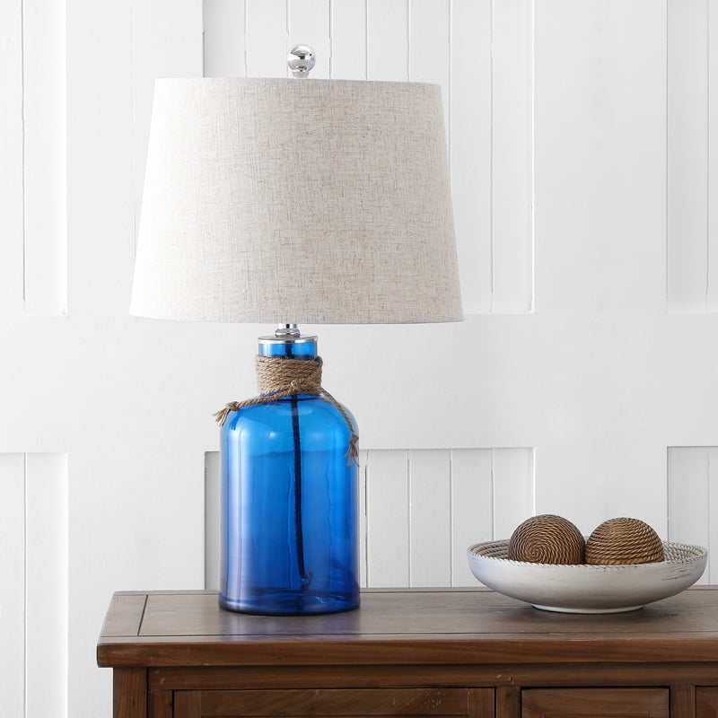 Jonathan Y Azure 23.5" Glass Bottle LED Table Lamp