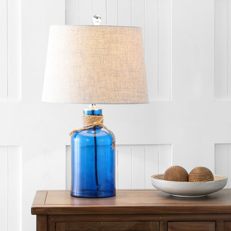 Jonathan Y Azure 23.5" Glass Bottle LED Table Lamp