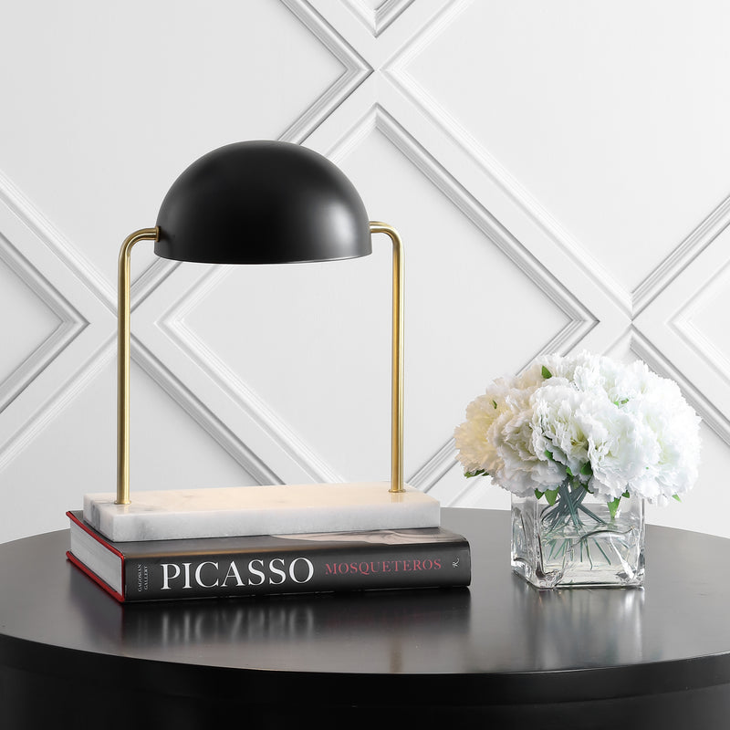 Jonathan Y Porter 13.5" Art Deco Dome Lamp with Marble Base