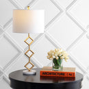 Jonathan Y Diamante 29.5" Modern Gilt Metal with Marble Base LED Table Lamp