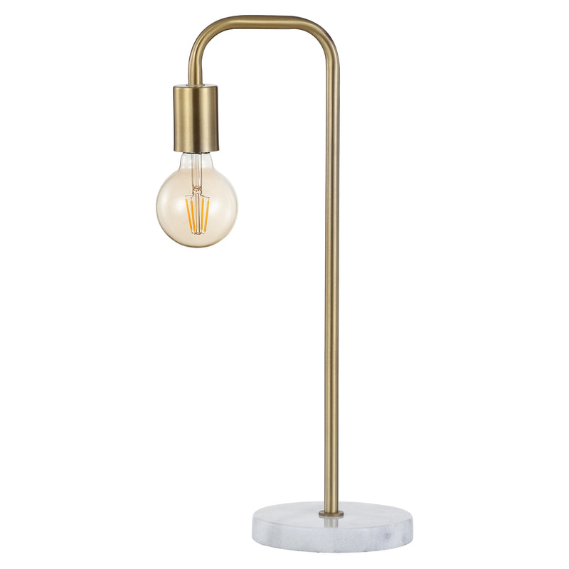 Jonathan Y Axel 20.5" Minimalist Glam Gold Pipe Metal/Marble LED Table Lamp