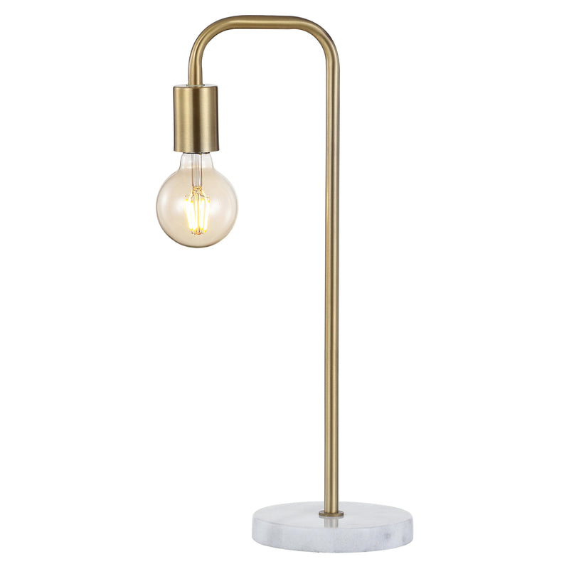 Jonathan Y Axel 20.5" Minimalist Glam Gold Pipe Metal/Marble LED Table Lamp