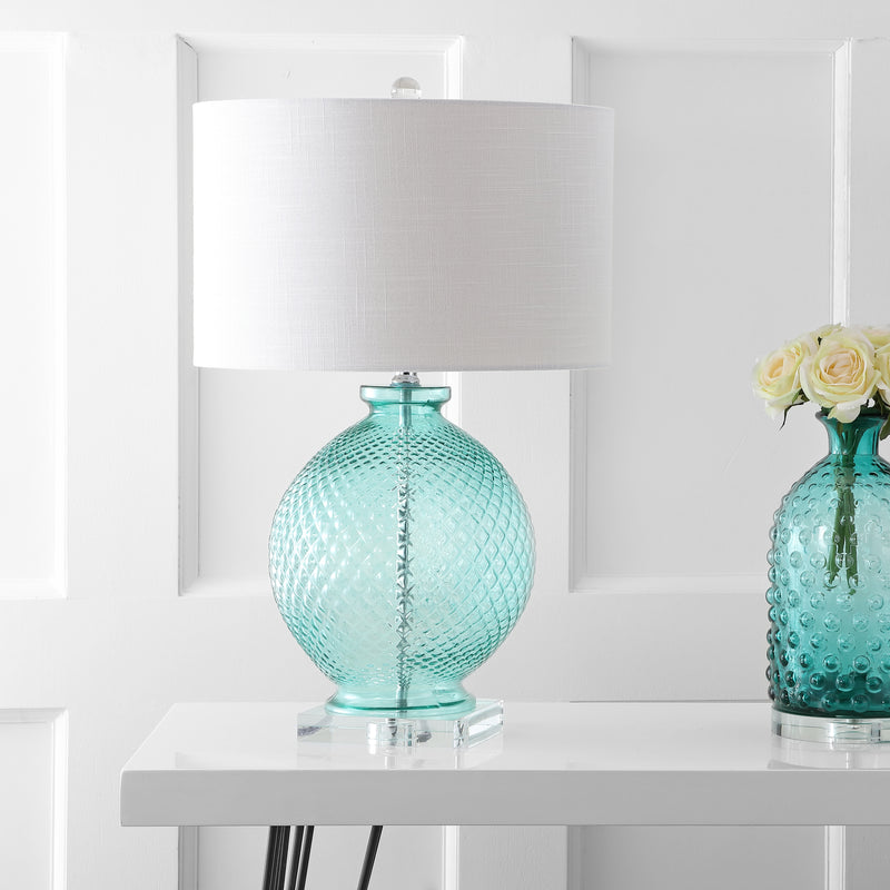 Jonathan Y Estelle 26" Glass and Crystal LED Table Lamp
