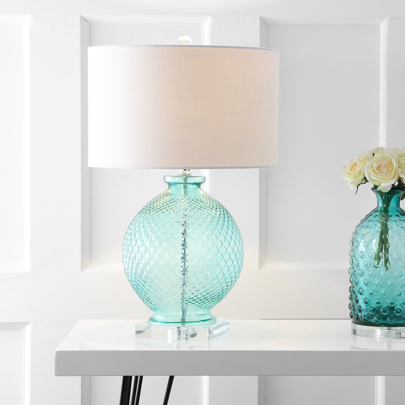 Jonathan Y Estelle 26" Glass and Crystal LED Table Lamp