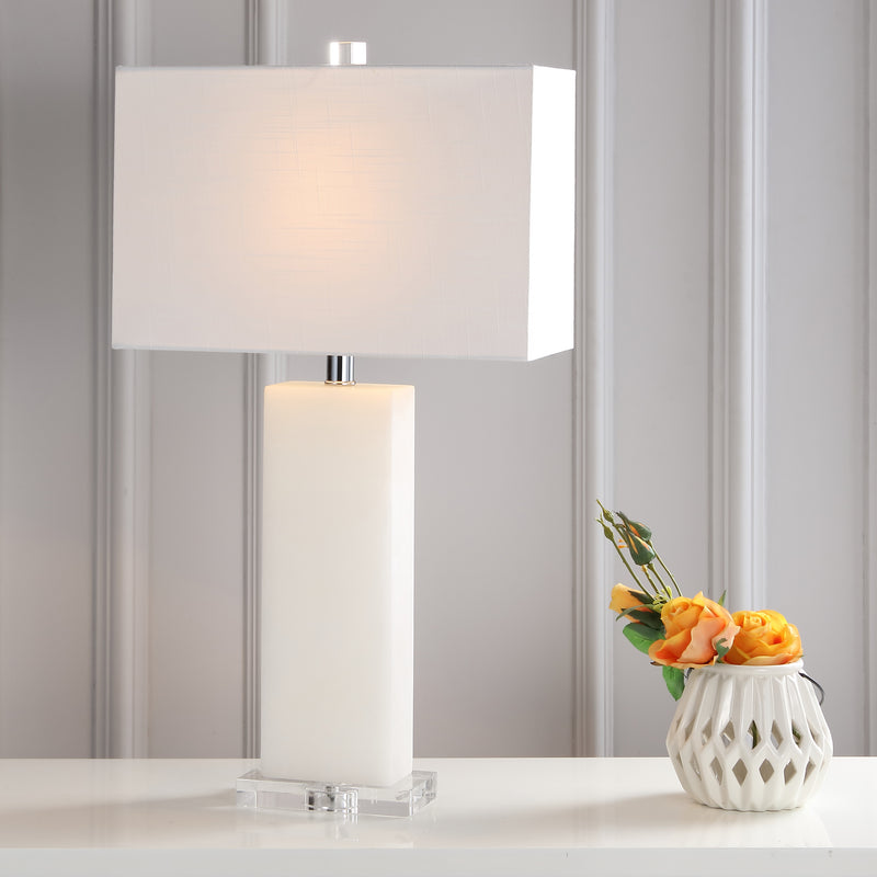 Jonathan Y Tiggie 27" Alabaster LED Table Lamp