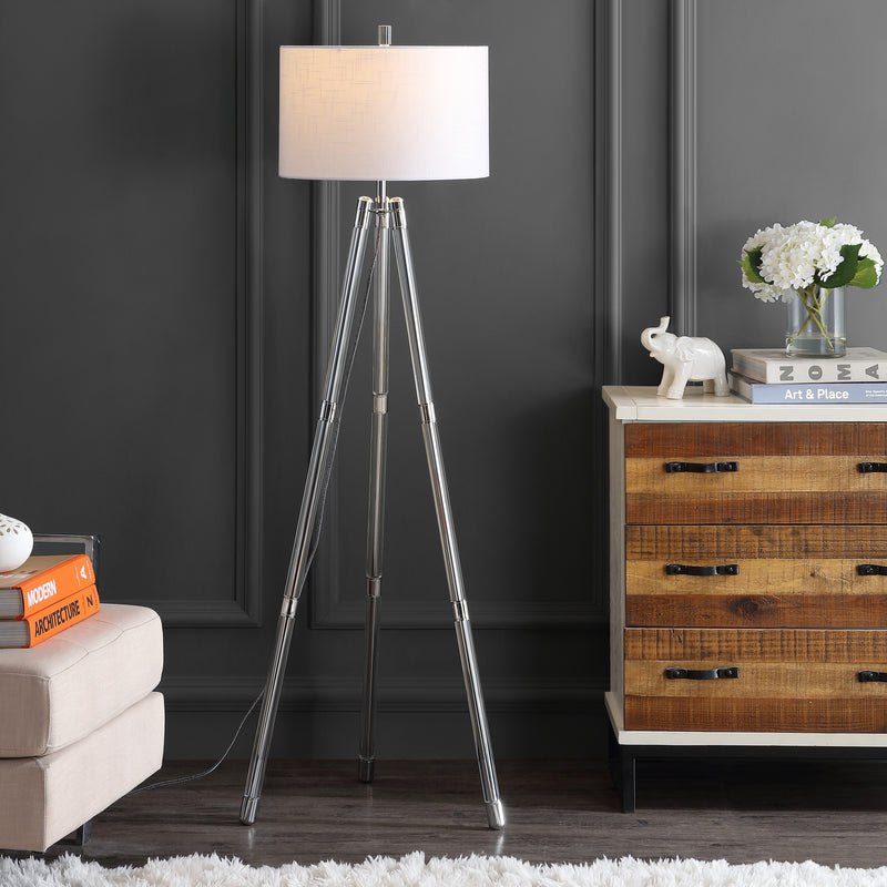 Jonathan Y Arliss 60" Surveyor's Tripod Metal/Crystal LED Floor Lamp