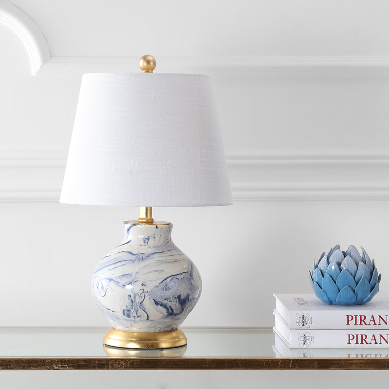 Jonathan Y Holly 20.5" Marbleized Ceramic LED Table Lamp