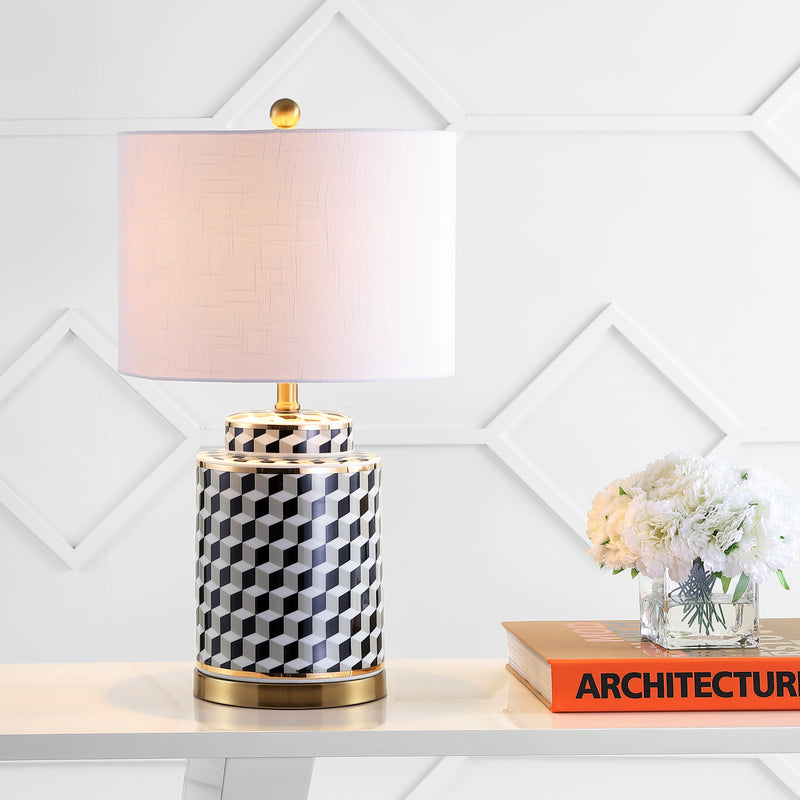 Jonathan Y Ellie 24.5" Tumbling Block Ceramic/Metal LED Table Lamp