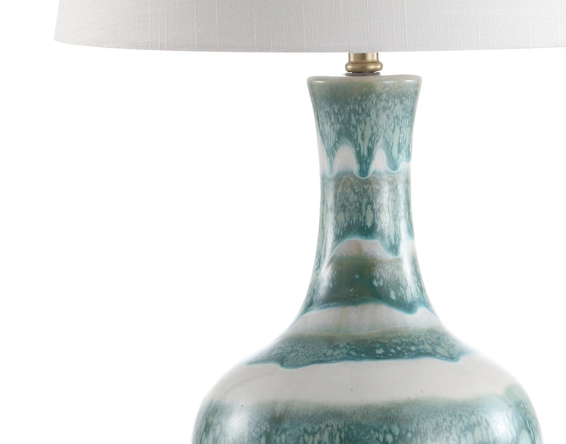 Jonathan Y Tucker 30.5" Striped Ceramic/Metal LED Table Lamp