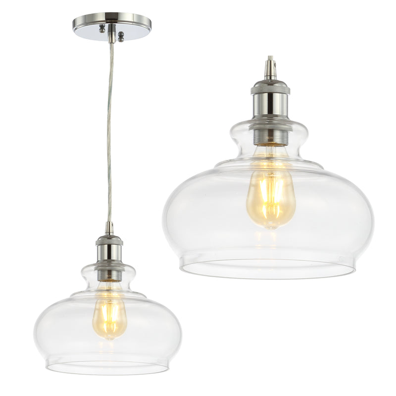 Jonathan Y Wyatt 9.5" Pharmacy Metal/Glass LED Pendant