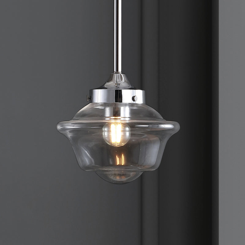 Jonathan Y Kurtz 7.25" Adjustable Drop Metal/Glass LED Pendant