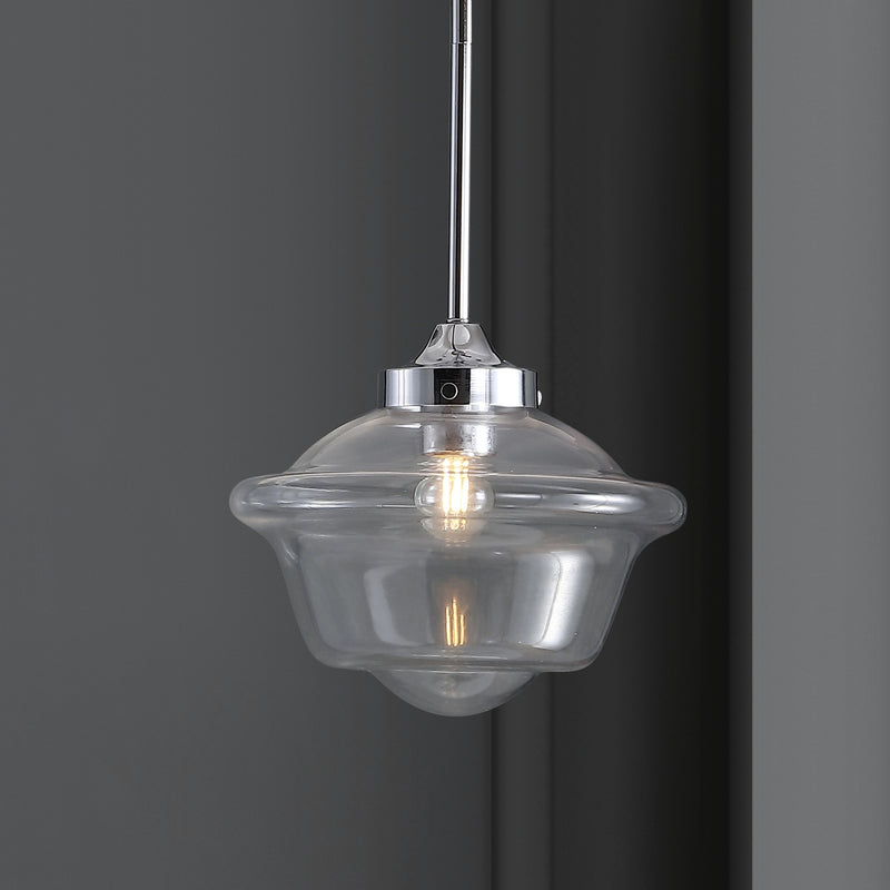 Jonathan Y Kurtz 9.5" Adjustable Drop Metal/Glass LED Pendant