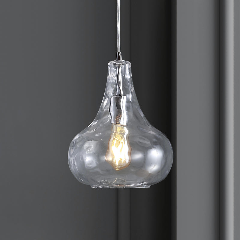 Jonathan Y Ferano 9" Adjustable Metal/Glass LED Pendant