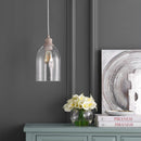 Jonathan Y Fontaine 6.25" Adjustable Greige Glass LED Pendant