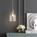 Jonathan Y Fontaine 6.25" Adjustable Greige Glass LED Pendant