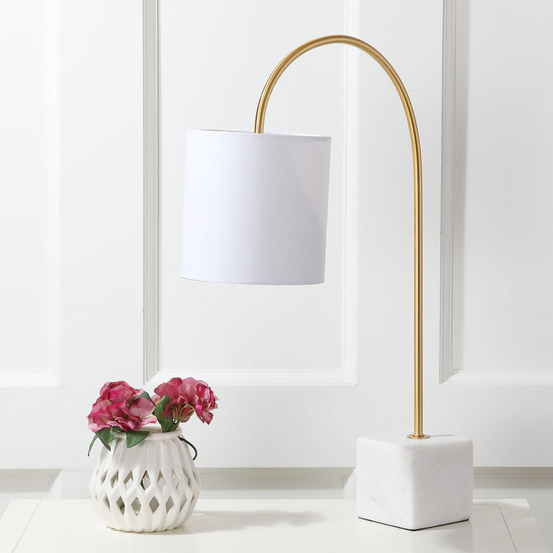 Jonathan Y Fisher 25" Marble/Brass LED Table Lamp