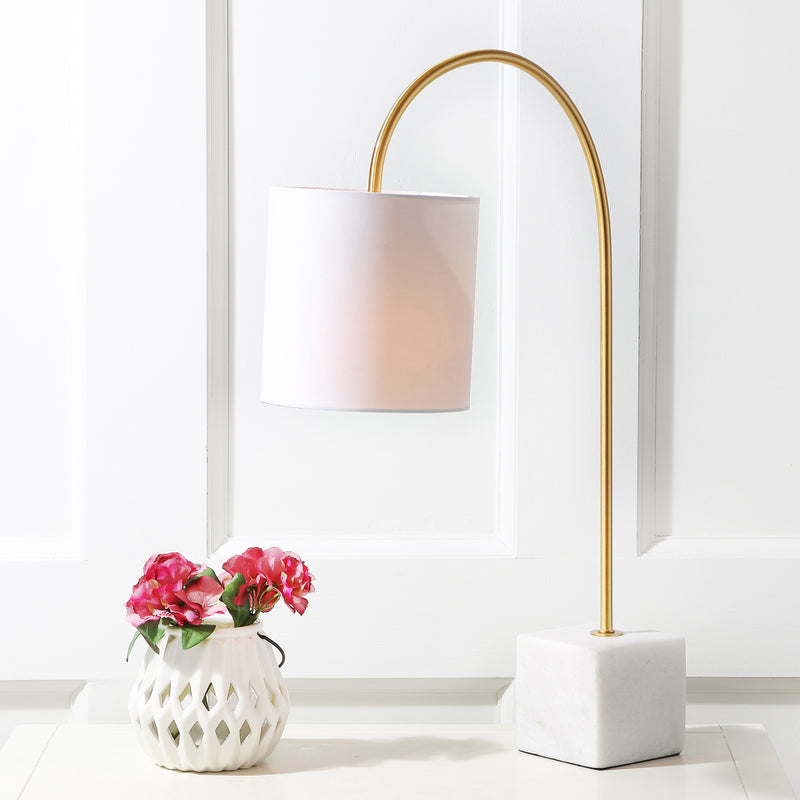 Jonathan Y Fisher 25" Marble/Brass LED Table Lamp