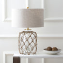 Jonathan Y Mer 26.5" Glass and Rope LED Table Lamp