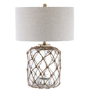 Jonathan Y Mer 26.5" Glass and Rope LED Table Lamp