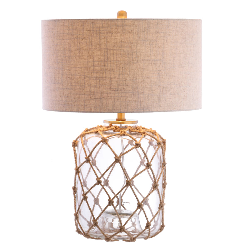 Jonathan Y Mer 26.5" Glass and Rope LED Table Lamp