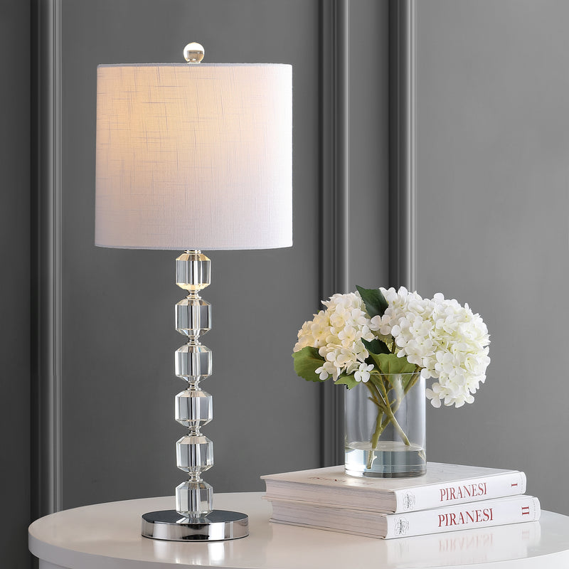 Jonathan Y Cary 27.5" Modern Stacked Crystal/Metal LED Table Lamp