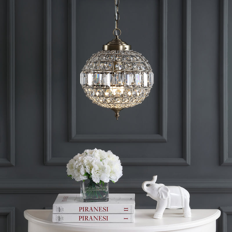 Jonathan Y Georgina 12" Crystal/Metal LED Chandelier Pendant