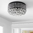 Jonathan Y Meredith 14.5" 3-Light Crystal Drops/Metal LED Flush Mount