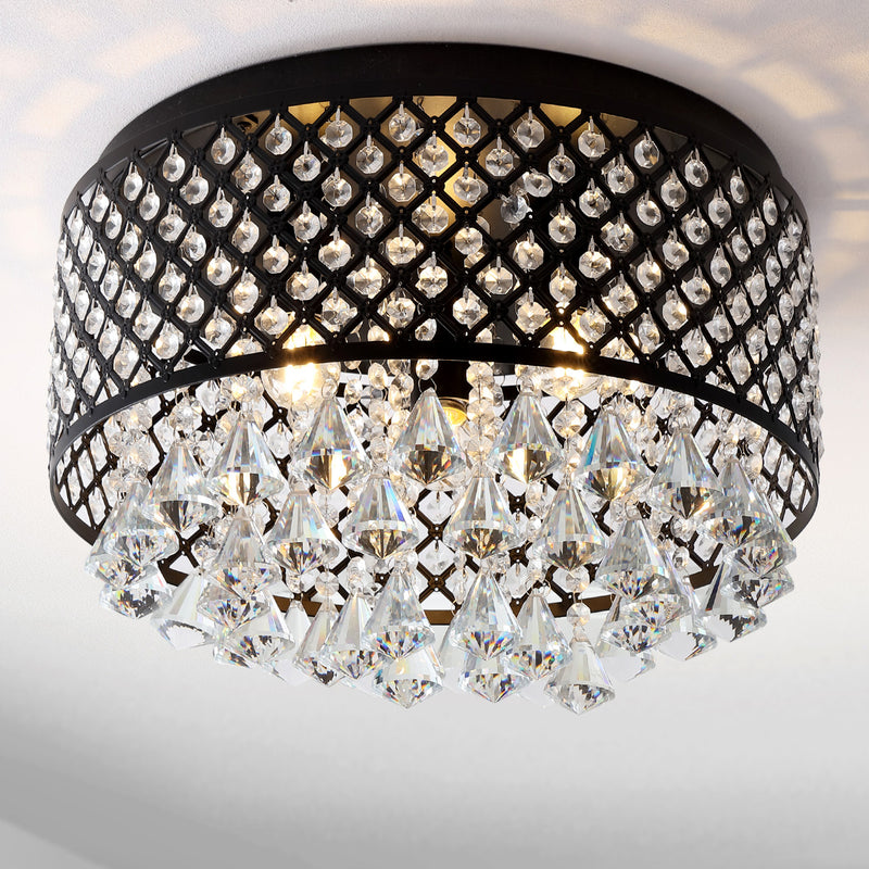 Jonathan Y Evelyn 17" 3-Light Crystal Drops/Metal