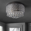 Jonathan Y Evelyn 14.7" 3-Light Crystal Drops/Metal LED Flush Mount