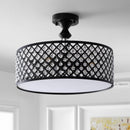 Jonathan Y Elise 17" 3-Light Crystal/Metal Drum Semi-Flush Mount