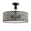 Jonathan Y Elise 17" 3-Light Crystal/Metal Drum Semi-Flush Mount