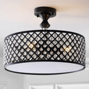 Jonathan Y Elise 17" 3-Light Crystal/Metal Drum Semi-Flush Mount